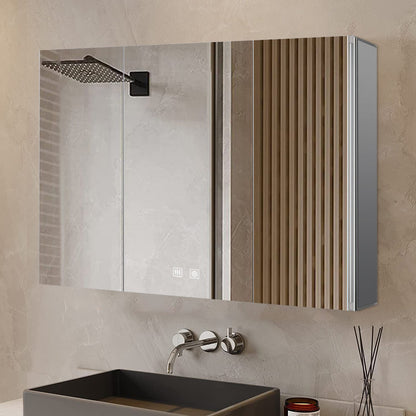 Corsica 48 in W x 32 in H Surface-Mount LED Mirror Medicine Cabinet with Defogger