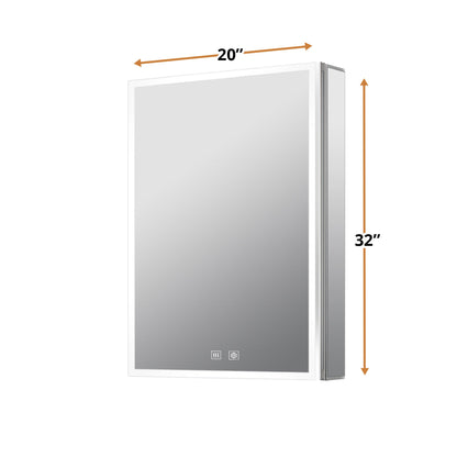 Mesa 20 in W x 32 in H Surface-Mount LED Mirror Medicine Cabinet with Defogger