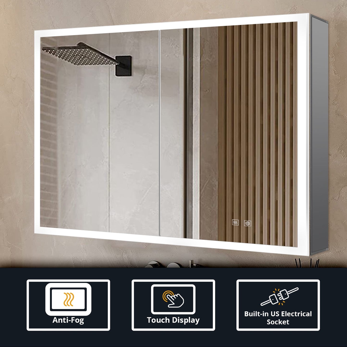 Mesa 30 in W x 36 in H Surface-Mount LED Mirror Medicine Cabinet with Defogger