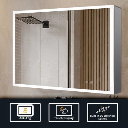 Mesa 30 in W x 36 in H Surface-Mount LED Mirror Medicine Cabinet with Defogger