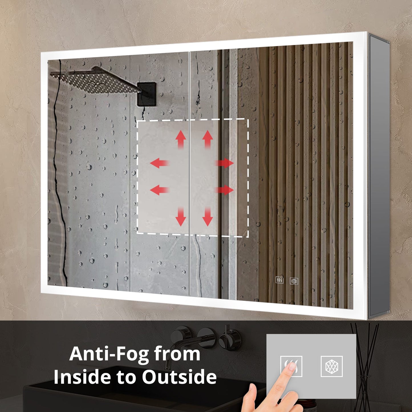 Mesa 30 in W x 36 in H Surface-Mount LED Mirror Medicine Cabinet with Defogger