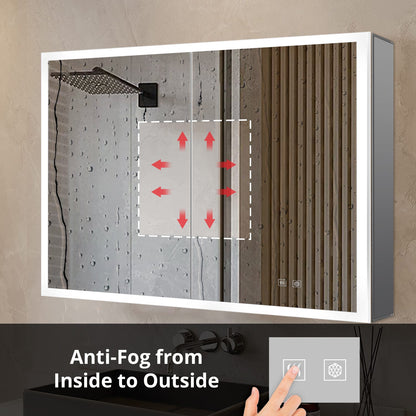 Mesa 30 in W x 36 in H Surface-Mount LED Mirror Medicine Cabinet with Defogger