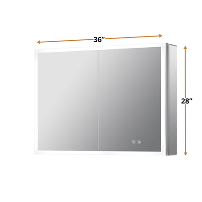 Mesa 36 in W x 28 in H Surface-Mount LED Mirror Medicine Cabinet with Defogger