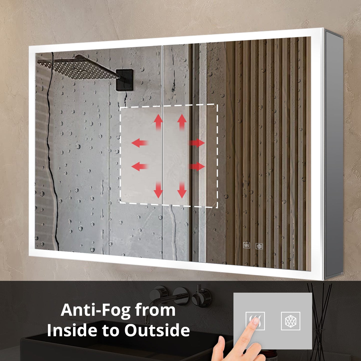Mesa 36 in W x 28 in H Surface-Mount LED Mirror Medicine Cabinet with Defogger