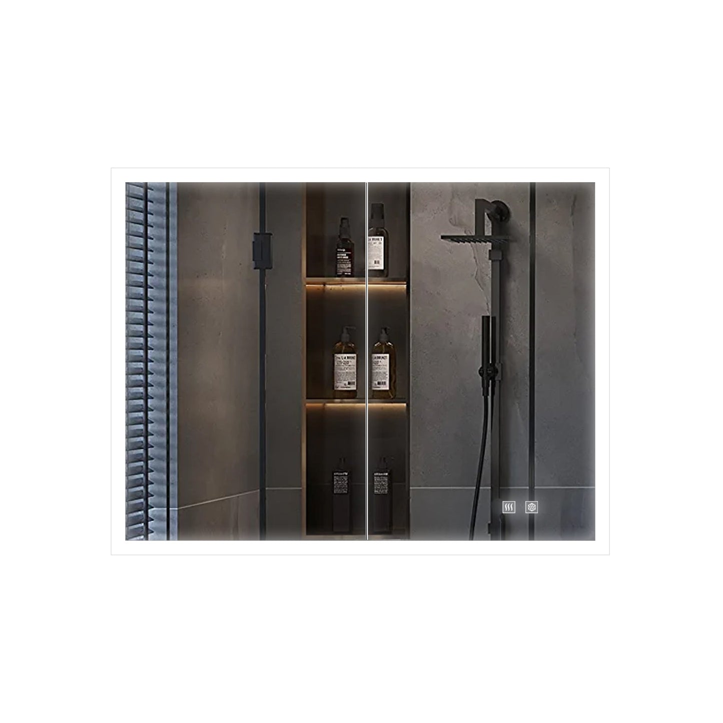 Mesa 36 in W x 28 in H Surface-Mount LED Mirror Medicine Cabinet with Defogger