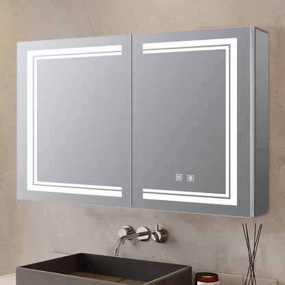 Mesa 40 in W x 28 in H Surface-Mount LED Mirror Medicine Cabinet with Defogger