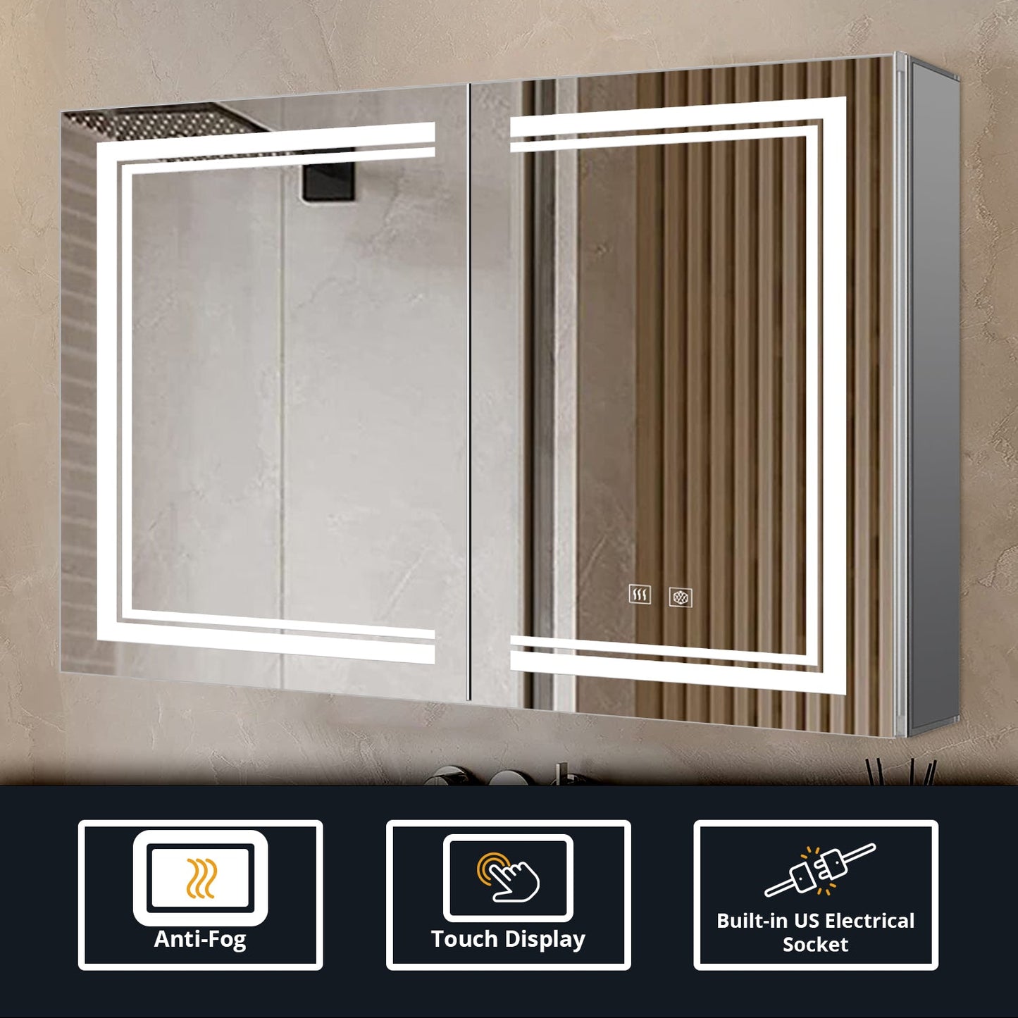 Mesa 40 in W x 28 in H Surface-Mount LED Mirror Medicine Cabinet with Defogger