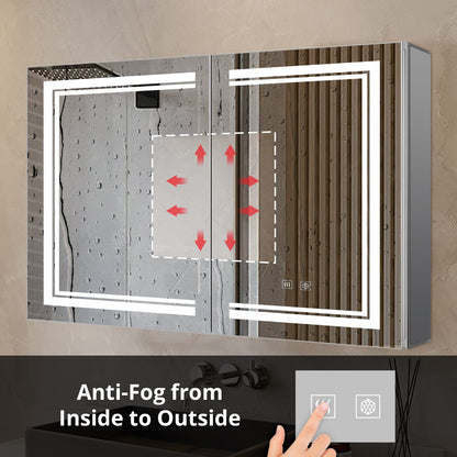 Mesa 40 in W x 28 in H Surface-Mount LED Mirror Medicine Cabinet with Defogger