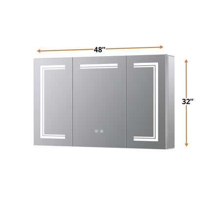 Mesa 48 in W x 32 in H Surface-Mount LED Mirror Medicine Cabinet with Defogger