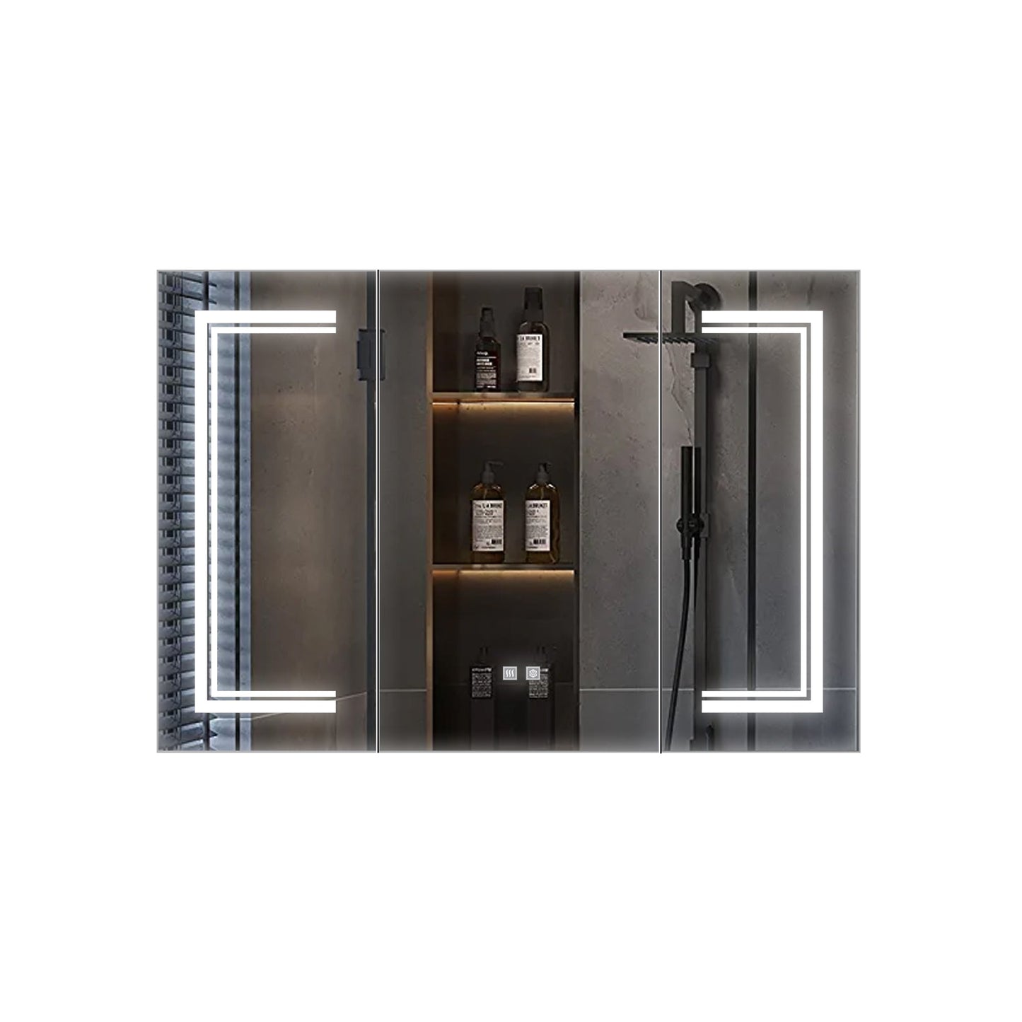 Mesa 48 in W x 32 in H Surface-Mount LED Mirror Medicine Cabinet with Defogger