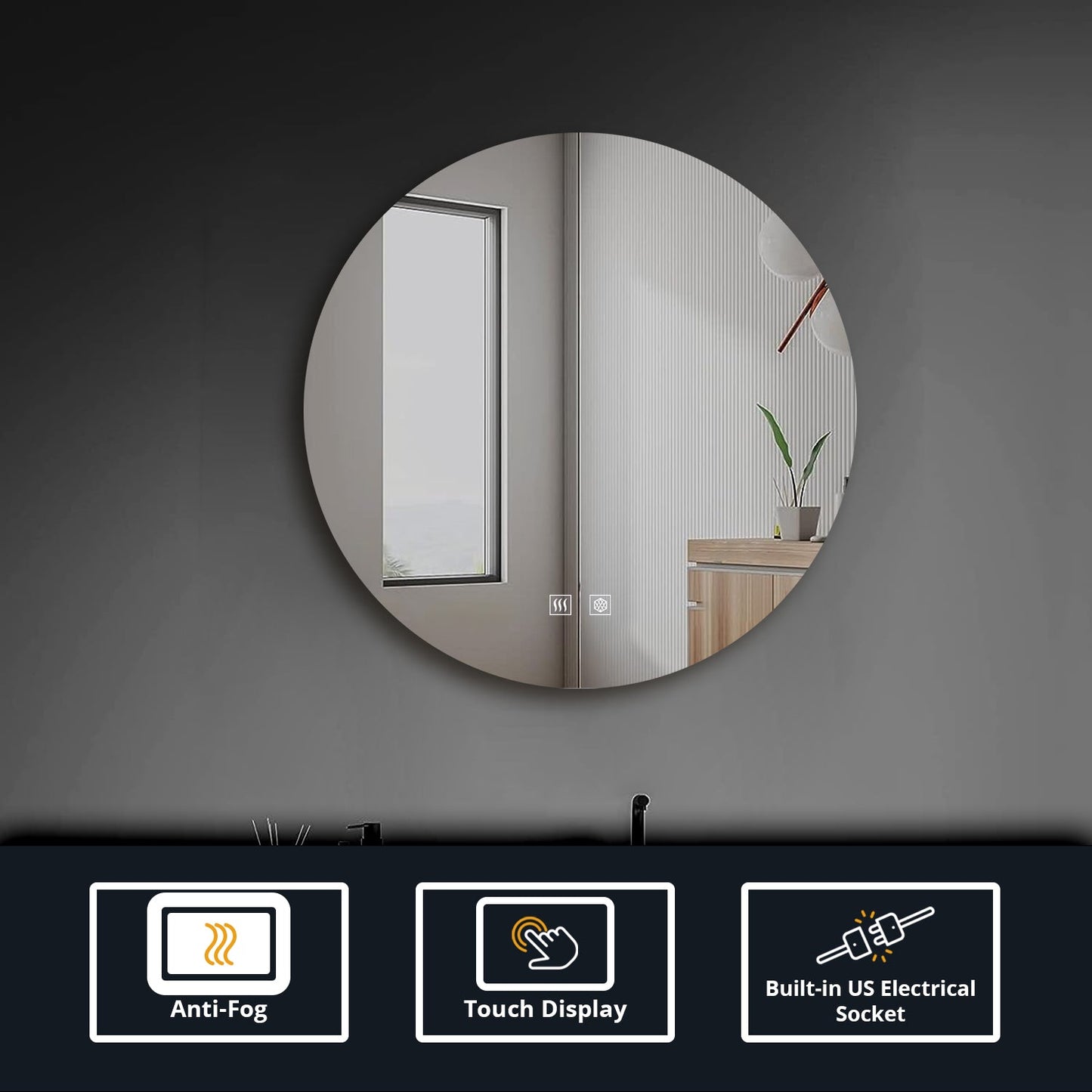 Nordica 70 cm. Diamter Circular LED Bathroom Vanity Mirror