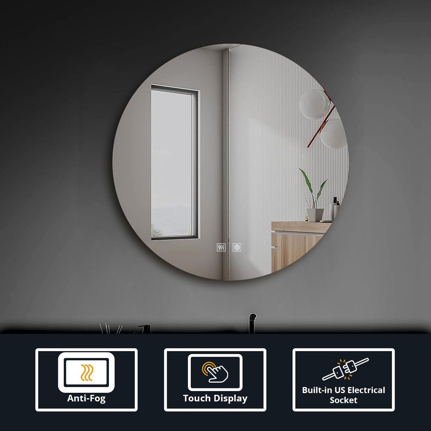 Nordica 80 cm. Diamter Circular LED Bathroom Vanity Mirror