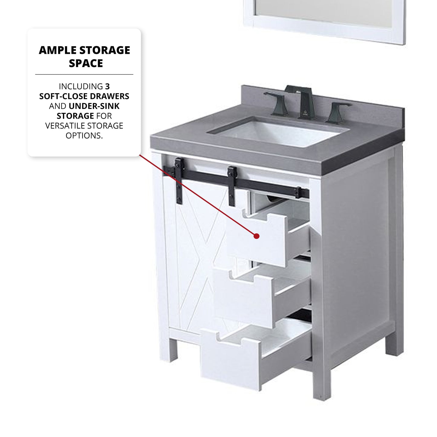 Marsyas 30 in W x 22 in D White Bath Vanity