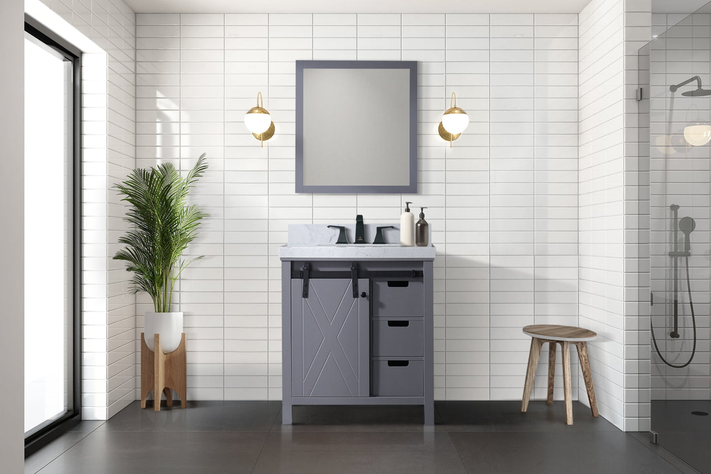 Marsyas 30 in W x 22 in D Dark Grey Bath Vanity