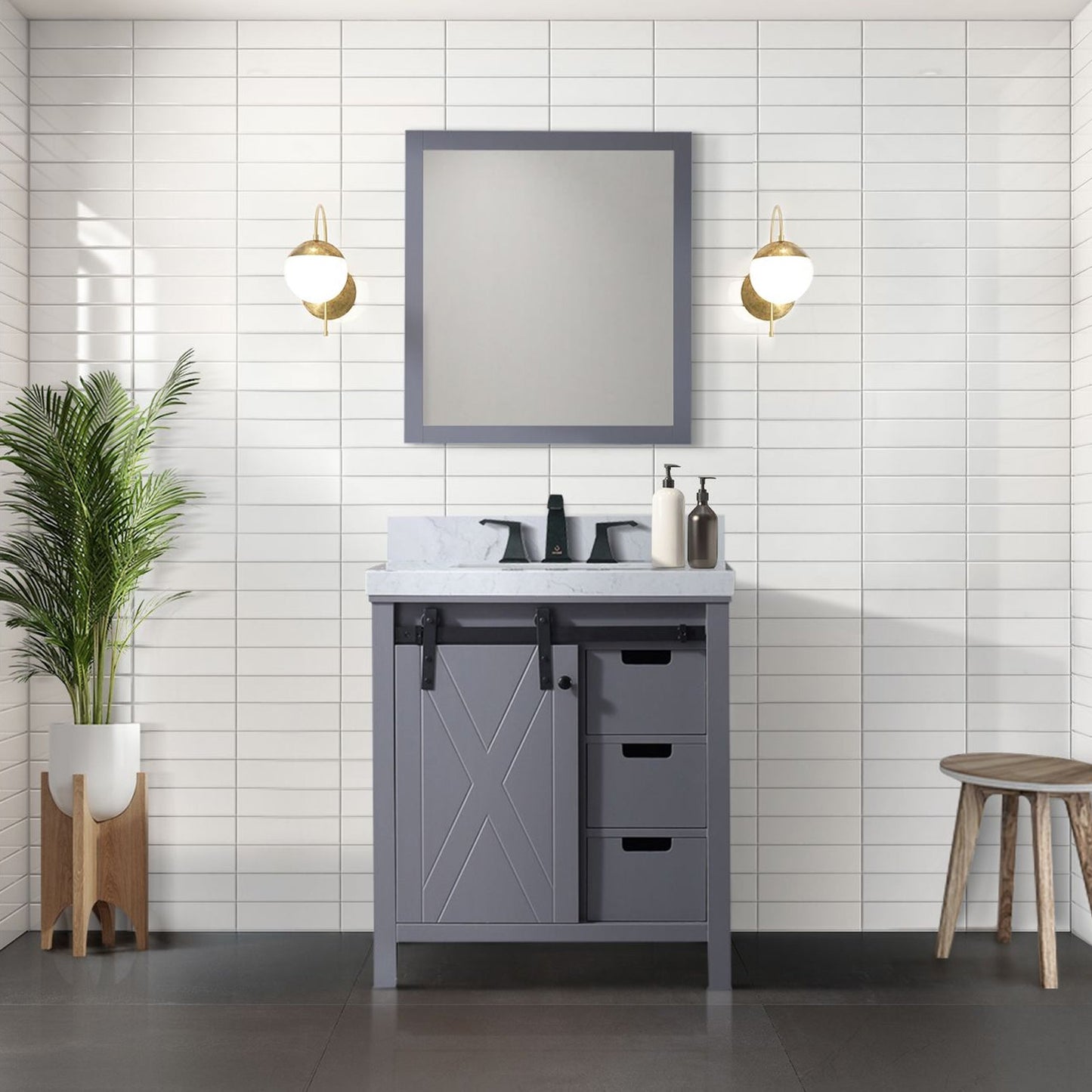 Marsyas 30 in W x 22 in D Dark Grey Bath Vanity