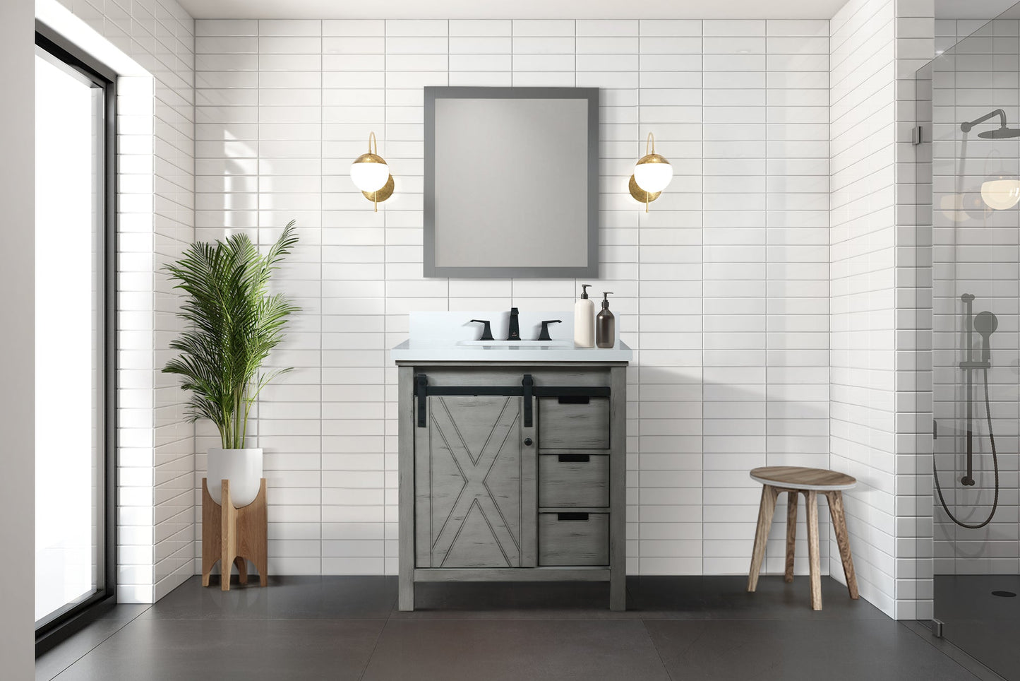 Marsyas 30 in W x 22 in D Ash Grey Bath Vanity