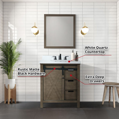 Marsyas 30 in W x 22 in D Rustic Brown Bath Vanity
