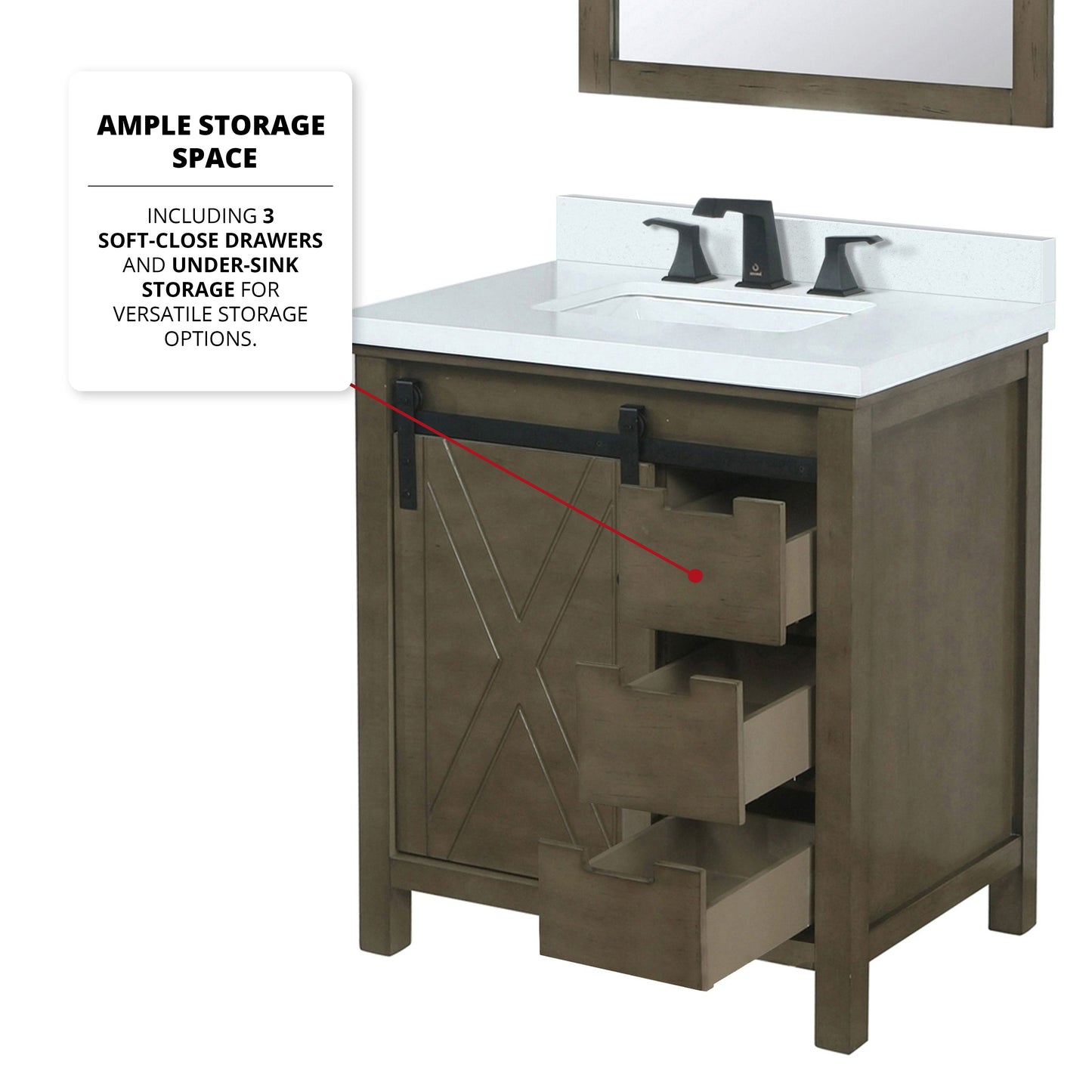 Marsyas 30 in W x 22 in D Rustic Brown Bath Vanity