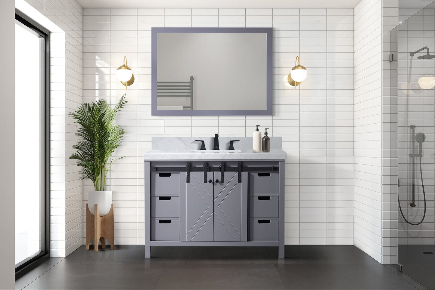 Marsyas 48 in W x 22 in D Dark Grey Bath Vanity