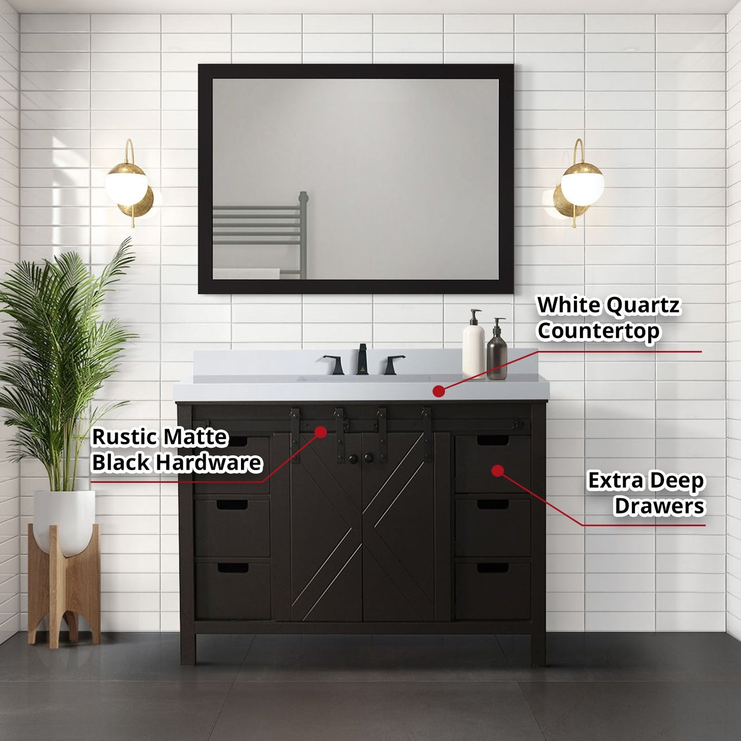 Marsyas 48 in W x 22 in D Brown Bath Vanity