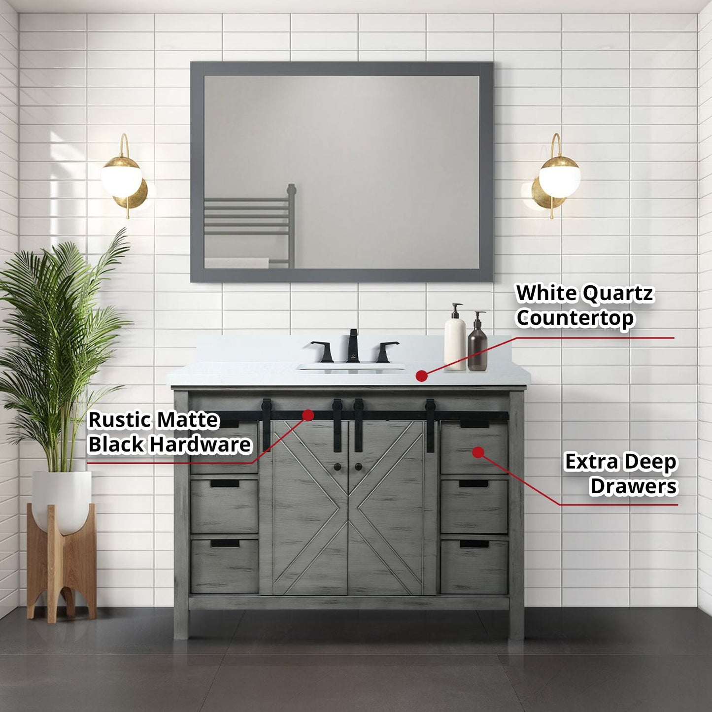 Marsyas 48 in W x 22 in D Ash Grey Bath Vanity