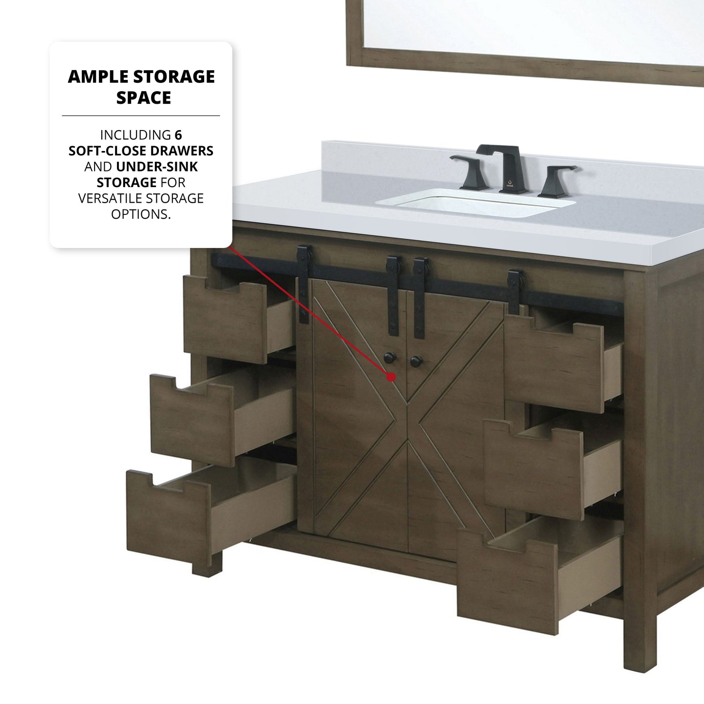 Marsyas 48 in W x 22 in D Rustic Brown Bath Vanity