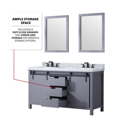 Marsyas 60 in W x 22 in D Dark Grey Double Bath Vanity