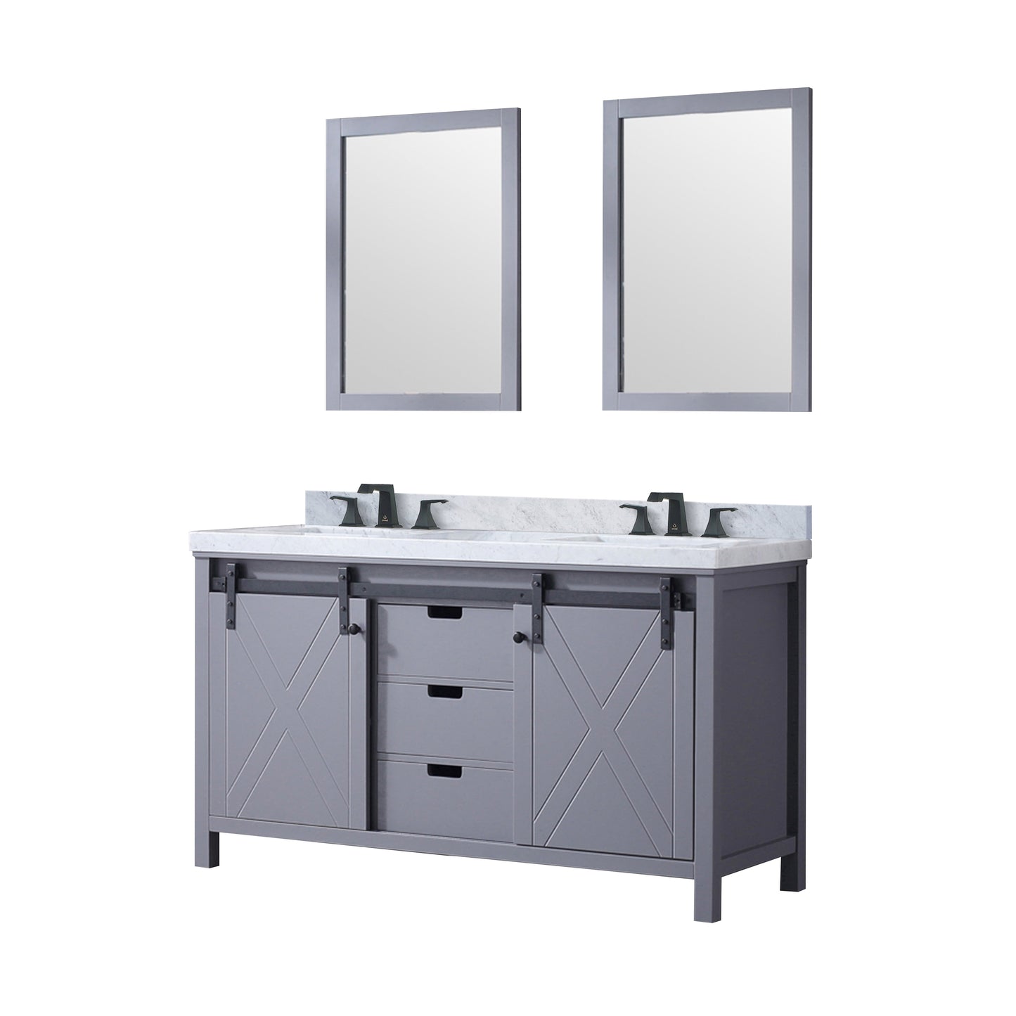 Marsyas 60 in W x 22 in D Dark Grey Double Bath Vanity