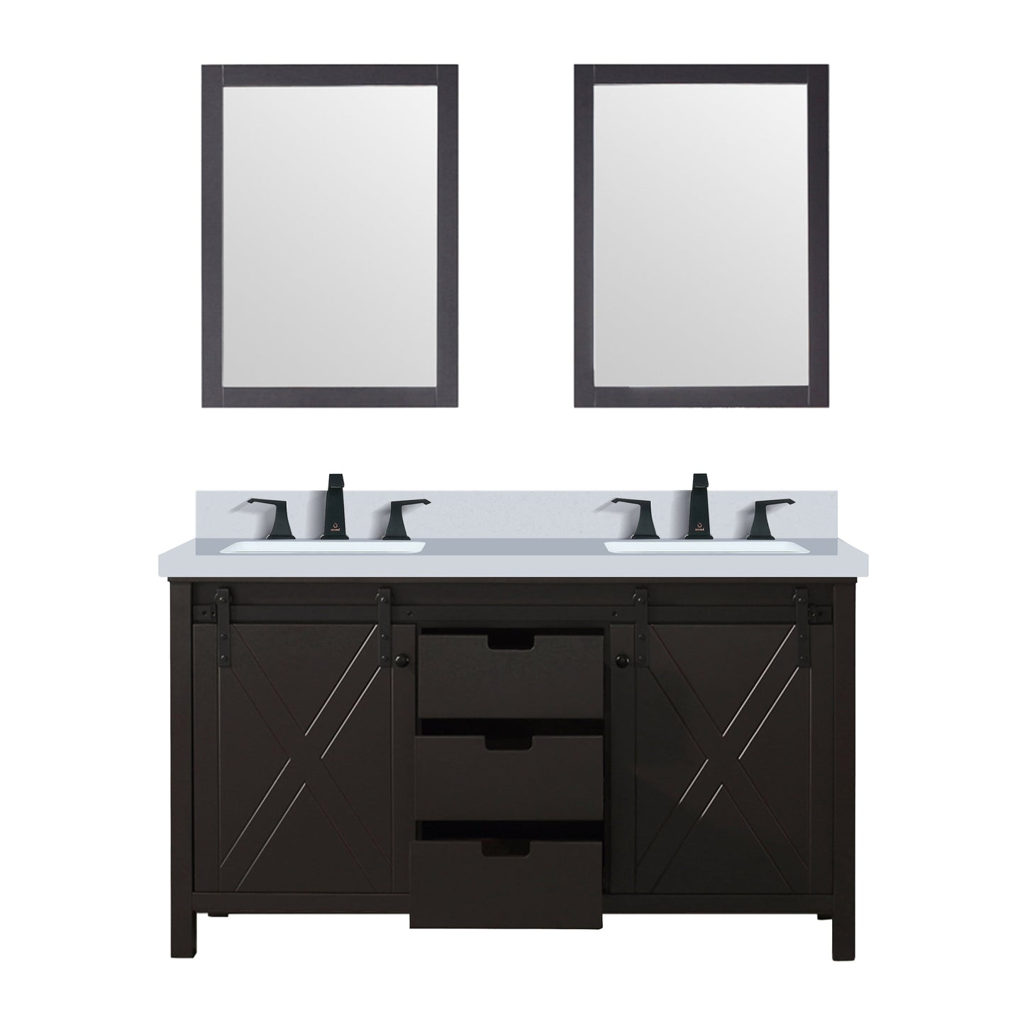 Marsyas 60 in W x 22 in D Brown Double Bath Vanity