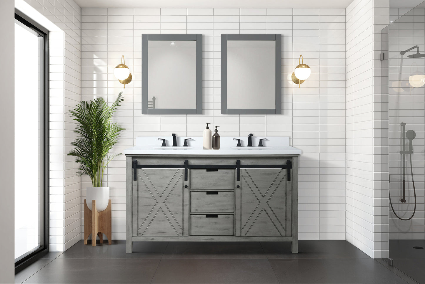 Marsyas 60 in W x 22 in D Ash Grey Double Bath Vanity