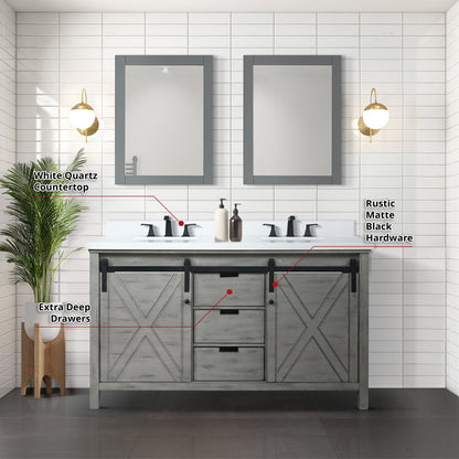Marsyas 60 in W x 22 in D Ash Grey Double Bath Vanity