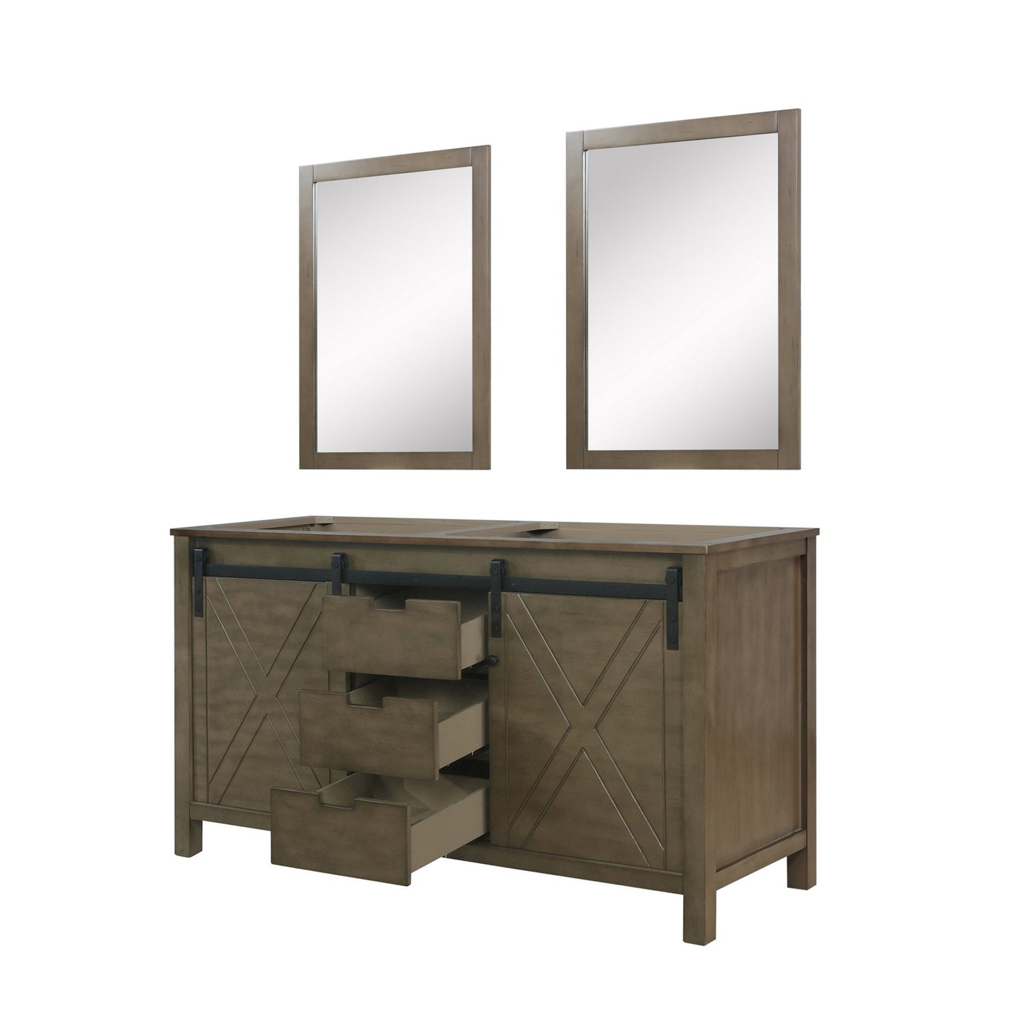 Marsyas 60 in W x 22 in D Rustic Brown Double Bath Vanity