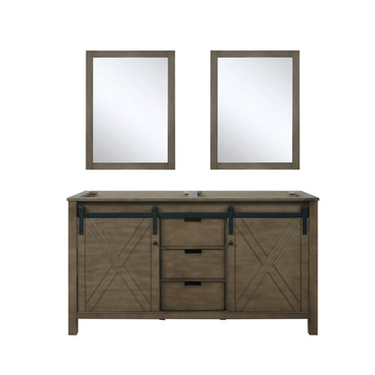 Marsyas 60 in W x 22 in D Rustic Brown Double Bath Vanity