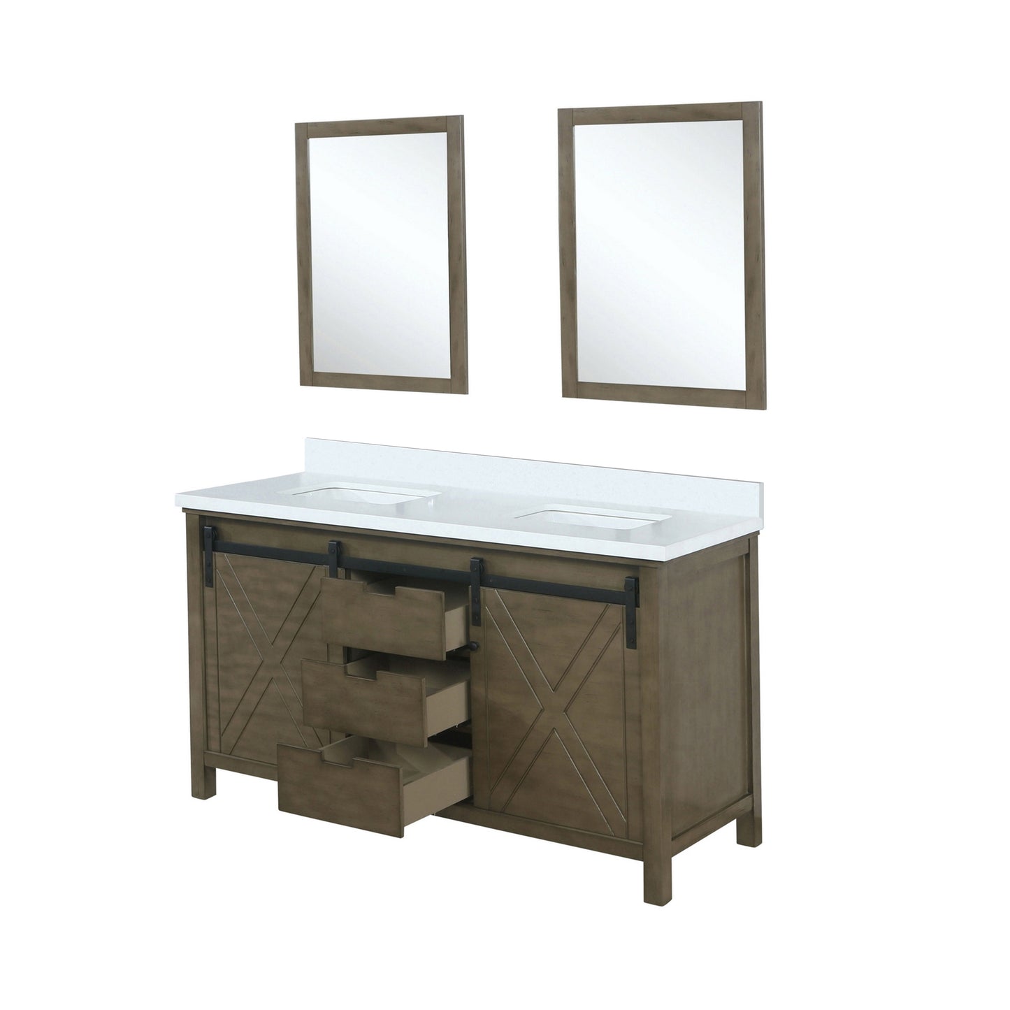Marsyas 60 in W x 22 in D Rustic Brown Double Bath Vanity