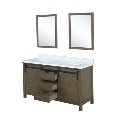 Marsyas 60 in W x 22 in D Rustic Brown Double Bath Vanity