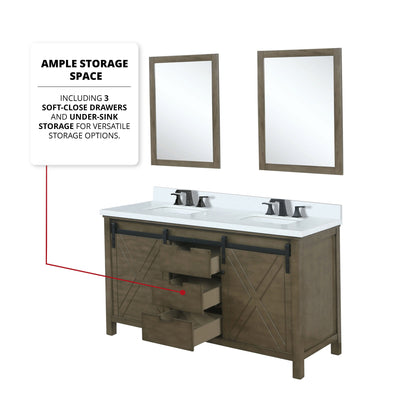 Marsyas 60 in W x 22 in D Rustic Brown Double Bath Vanity