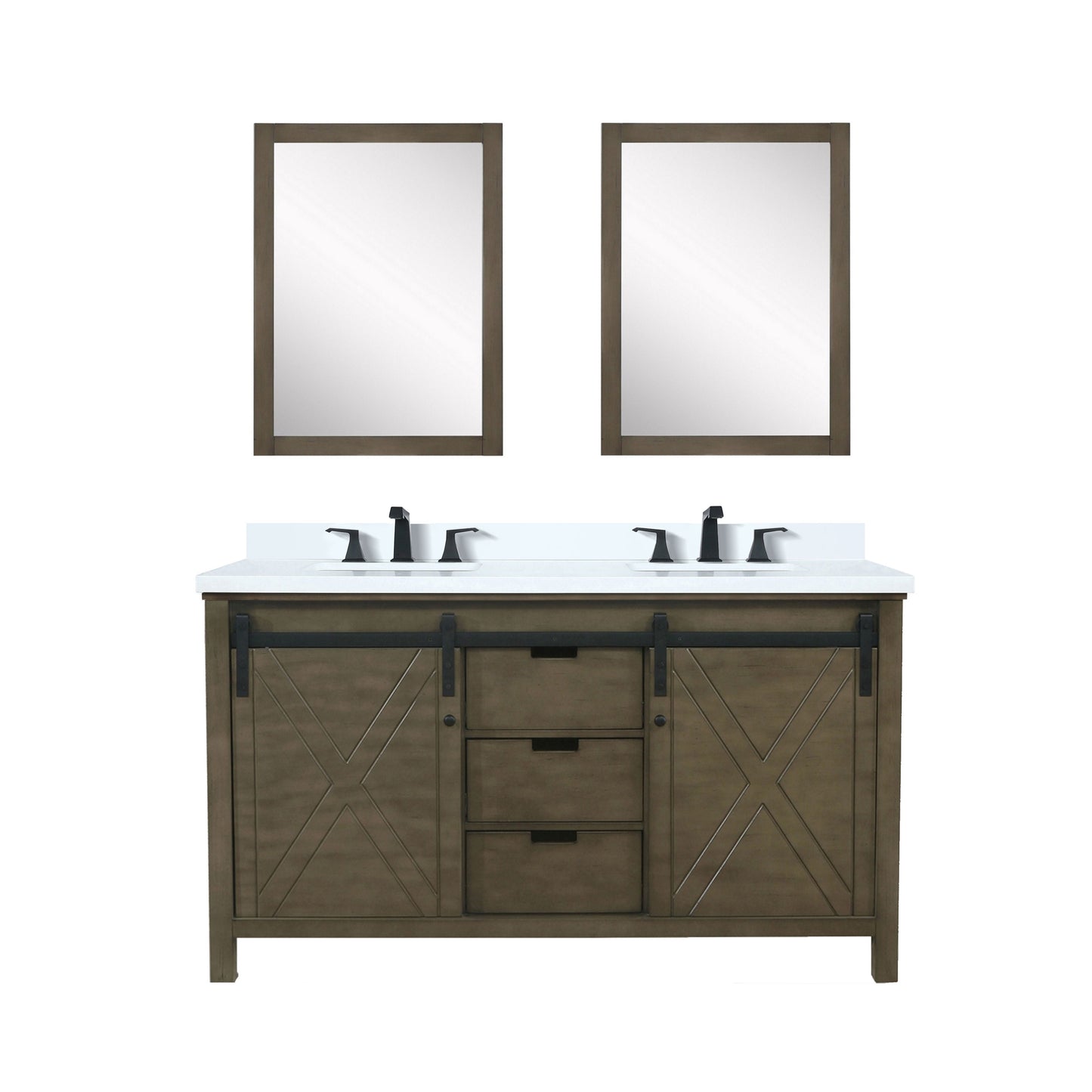 Marsyas 60 in W x 22 in D Rustic Brown Double Bath Vanity