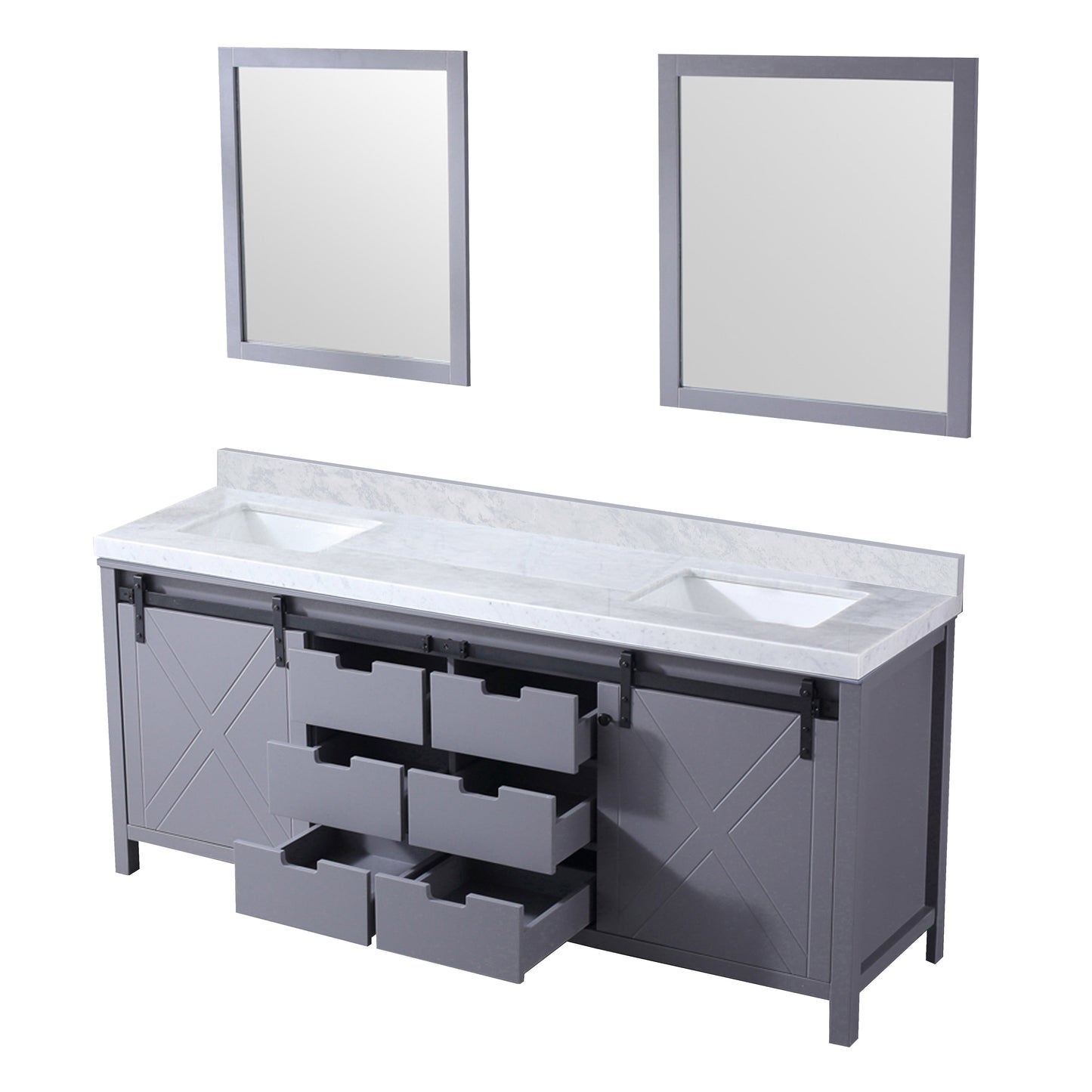 Marsyas 80 in W x 22 in D Dark Grey Double Bath Vanity