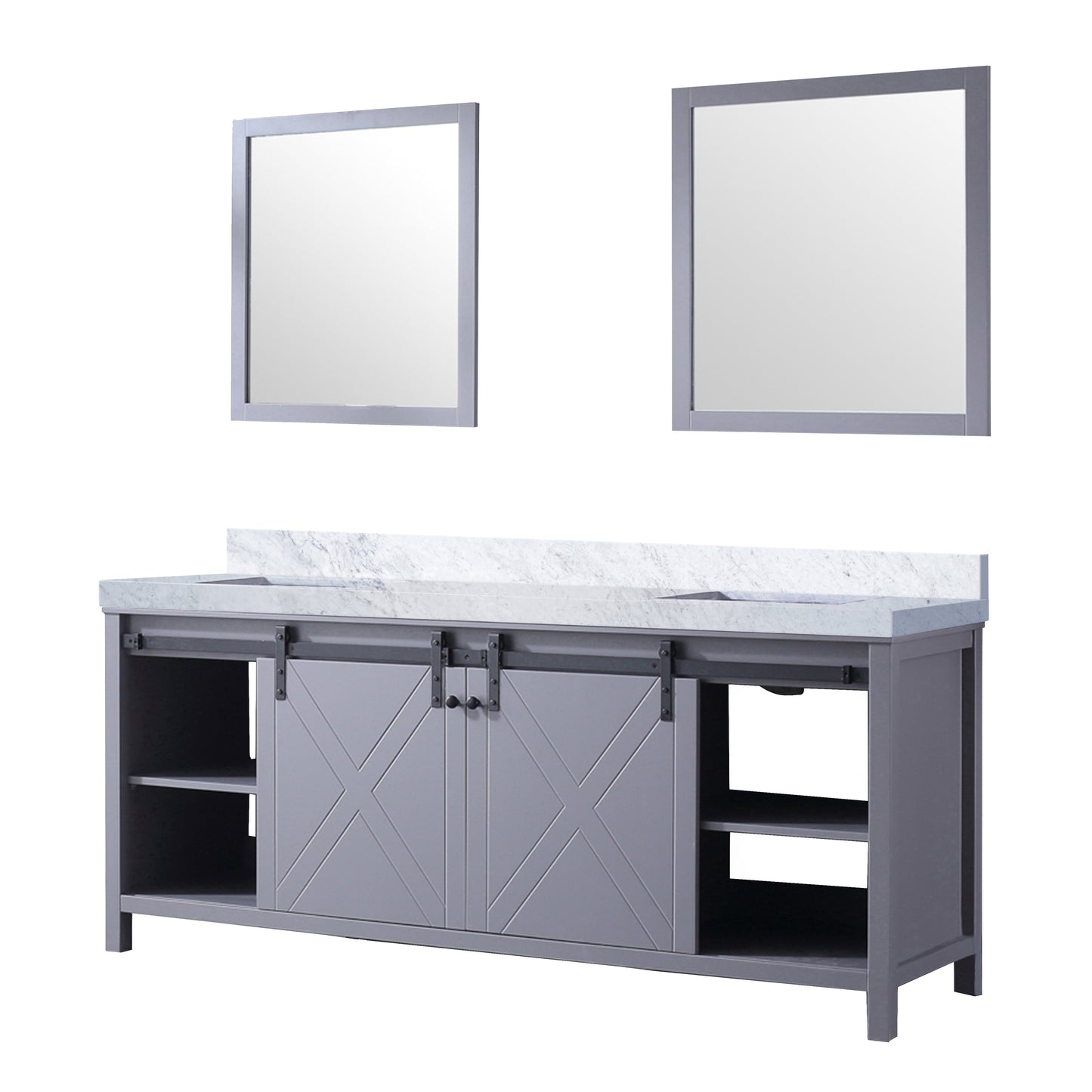 Marsyas 80 in W x 22 in D Dark Grey Double Bath Vanity