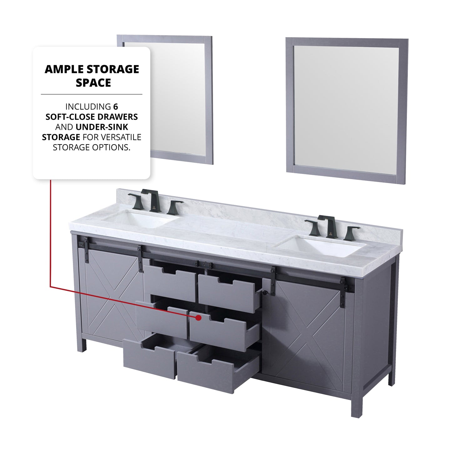 Marsyas 80 in W x 22 in D Dark Grey Double Bath Vanity