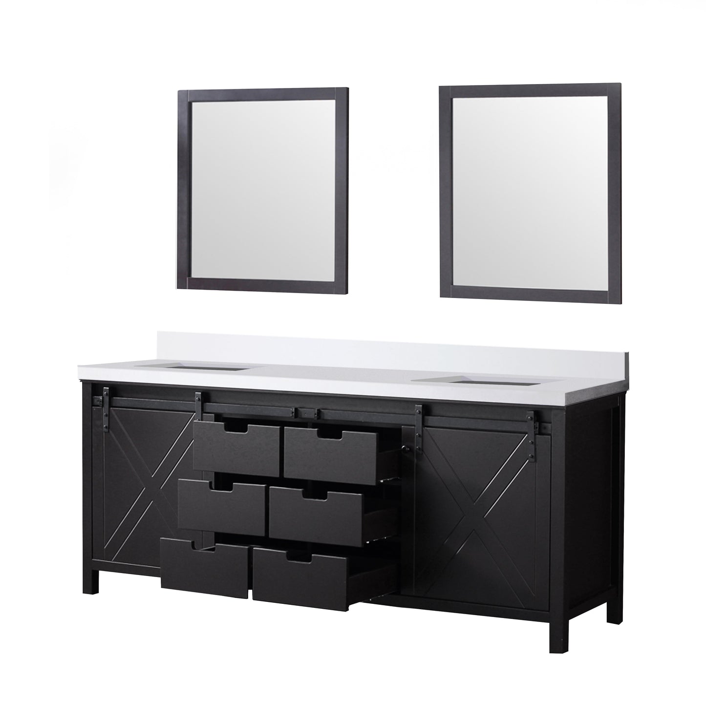 Marsyas 80 in W x 22 in D Brown Double Bath Vanity