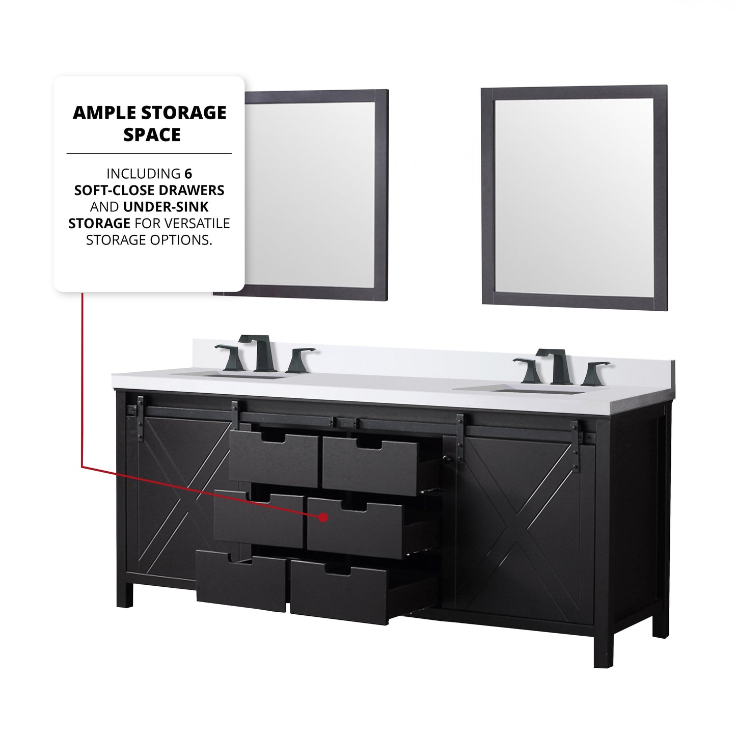 Marsyas 80 in W x 22 in D Brown Double Bath Vanity