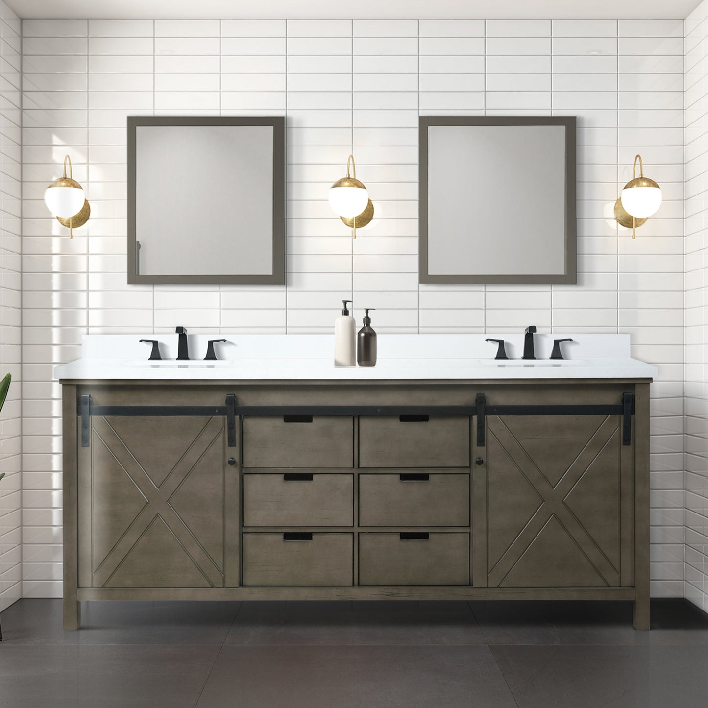 Marsyas 80 in W x 22 in D Rustic Brown Double Bath Vanity