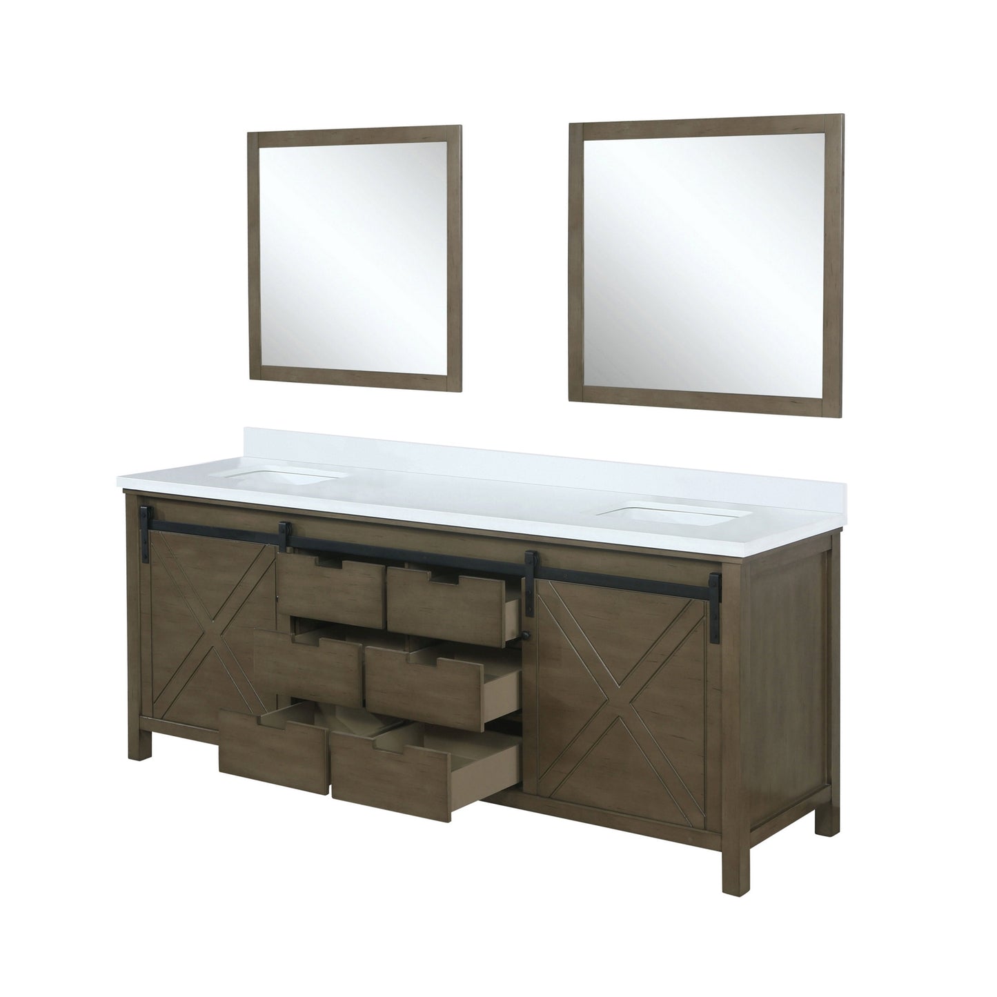 Marsyas 80 in W x 22 in D Rustic Brown Double Bath Vanity