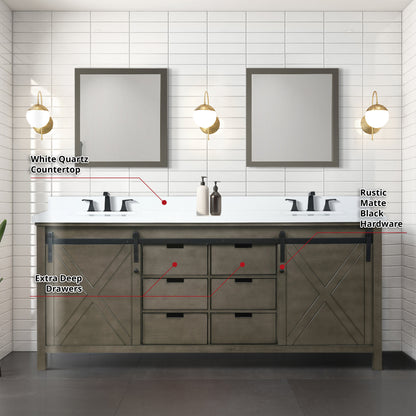 Marsyas 80 in W x 22 in D Rustic Brown Double Bath Vanity
