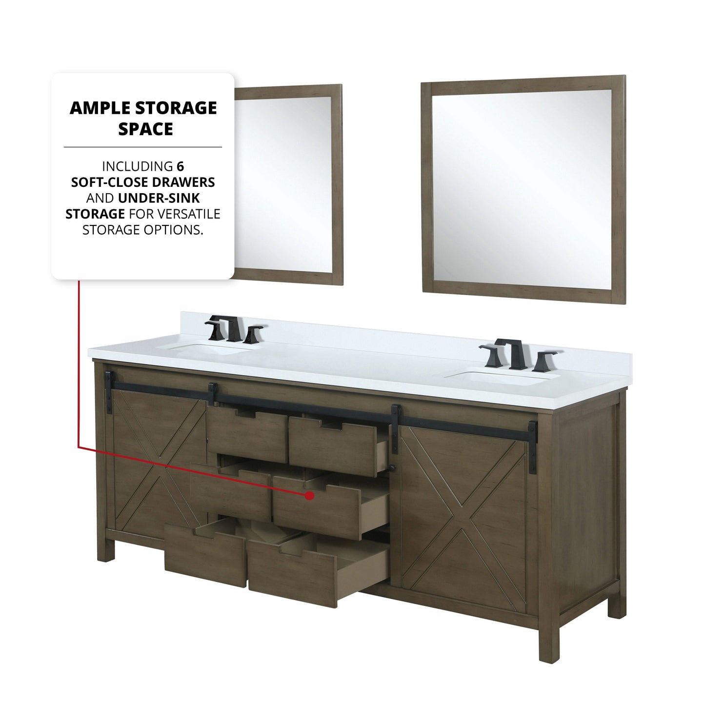 Marsyas 80 in W x 22 in D Rustic Brown Double Bath Vanity