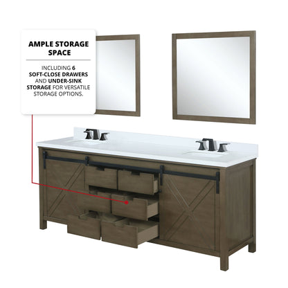 Marsyas 80 in W x 22 in D Rustic Brown Double Bath Vanity