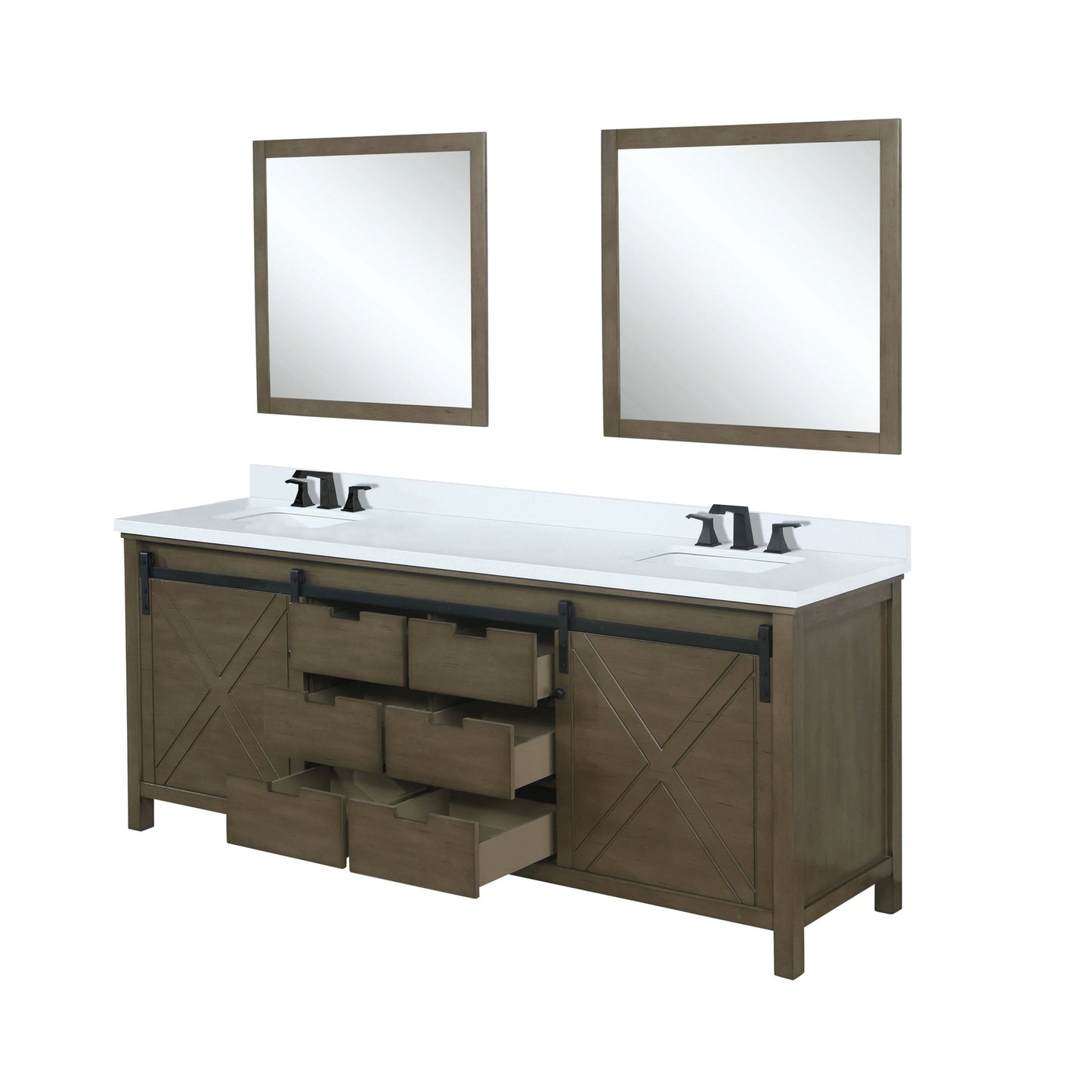 Marsyas 80 in W x 22 in D Rustic Brown Double Bath Vanity