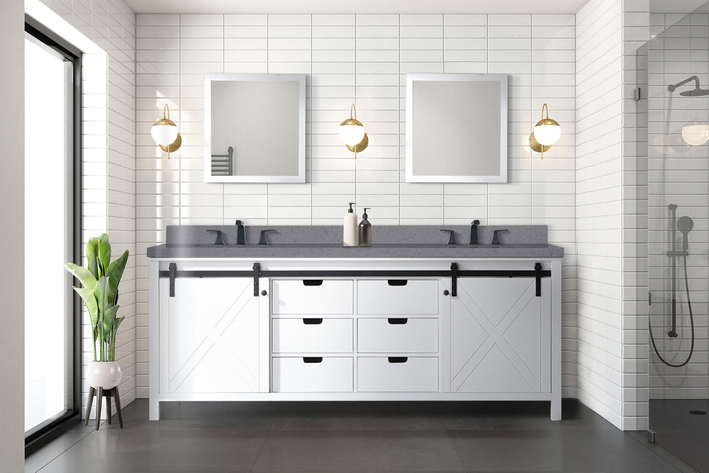 Marsyas 84 in W x 22 in D White Double Bath Vanity