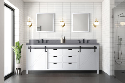 Marsyas 84 in W x 22 in D White Double Bath Vanity